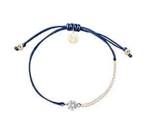 NEW ADRIANA PAPPAS women's cz solitaire bracelet on colored cord in navy